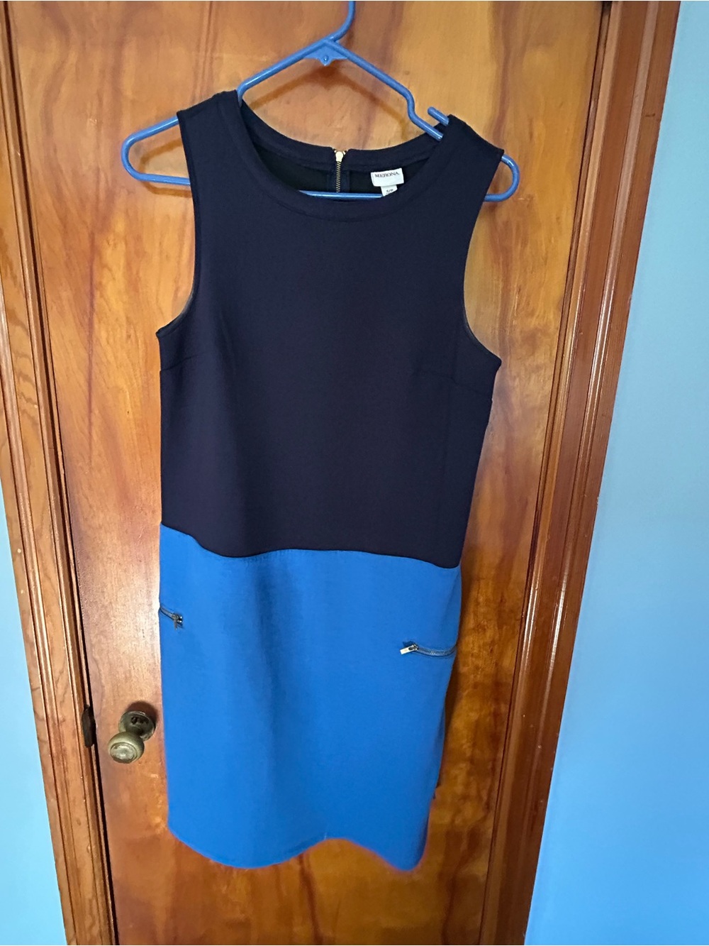 Merona Black and Blue Two-Tone Sleeveless Sheath Dress